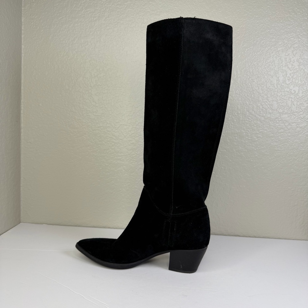 Sam Edelman Women’s Black Suede Knee High Rowena Stacked Heel Boots Size 7M - Picture 6 of 12